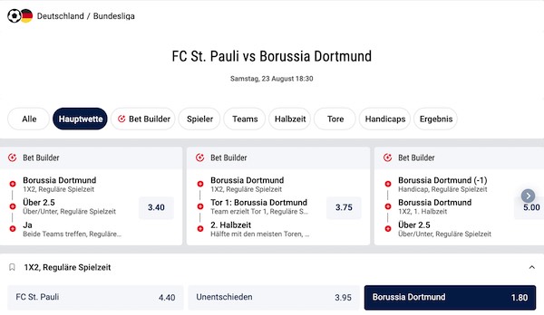 die fc st pauli vs borussia dortmund quoten bei bet at home