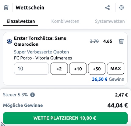 Wette mit der Betano SVQ auf Porto vs. Guimaraes!