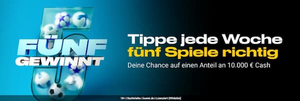 Sichere dir bis zu 10.000€ in Cash bei der Promo bwin fünf gewinnt!