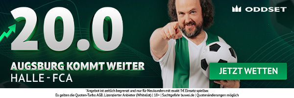 Quote 20 auf Augsburg kommt gegen Halle im Pokal weiter