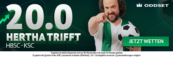 Quote 20 bei Oddset auf Hertha trifft gegen Karlsruhe
