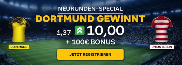 Dortmund besiegt Union Berlin zu Quote 10 bei Merkur Bets