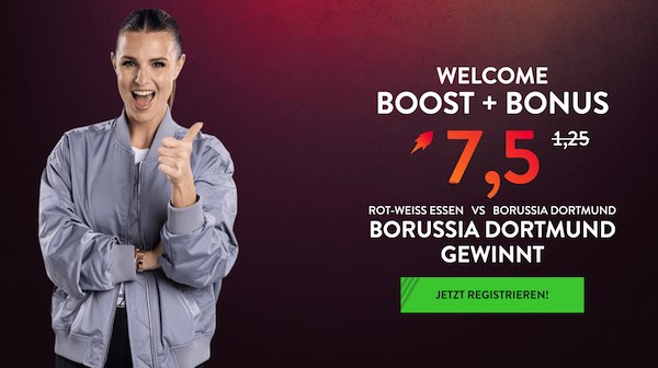 Quote 7.50 auf Dortmund besiegt Rot-Weiss Essen - nur bei NEO.bet!