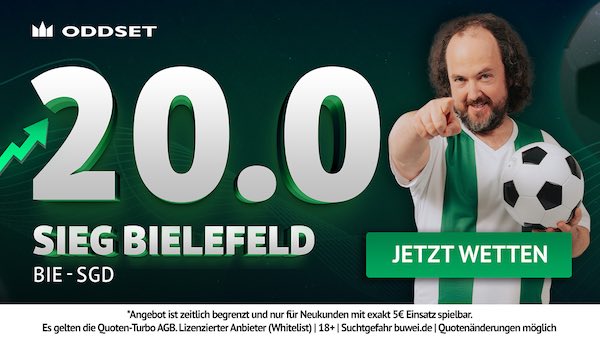 Quote 20 bei Oddset auf Bielefeld besiegt Dresden