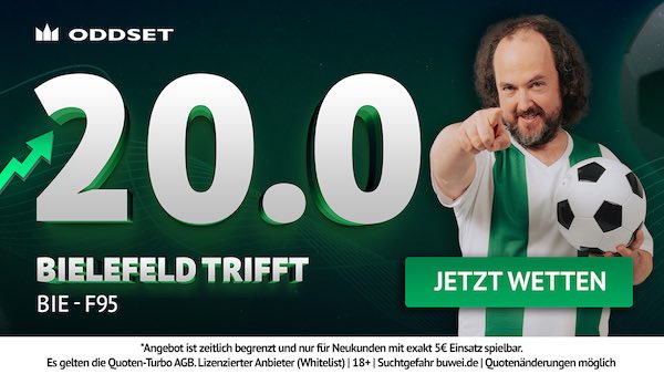 Quote 20 auf Bielefeld trifft gegen Düsseldorf bei Oddset