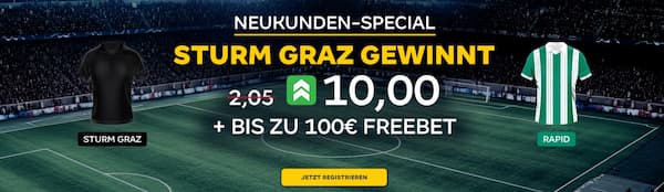 10er Quote auf Sturm schlägt Rapid bei Merkur Bets