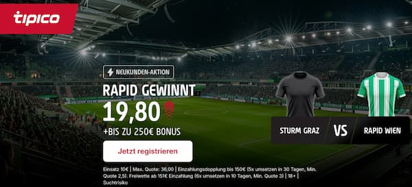 500% bessere Tipico Quote auf Rapid besiegt Sturm