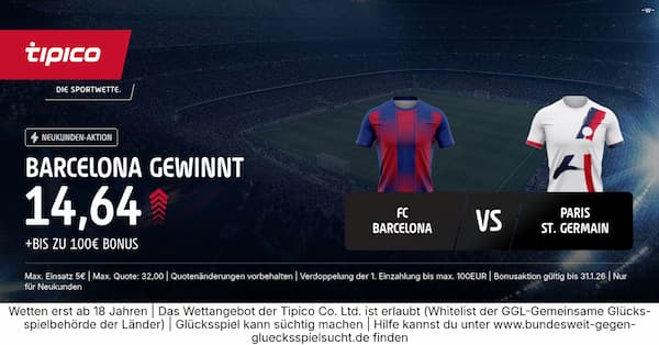 Tipico Boost zu Barca - PSG