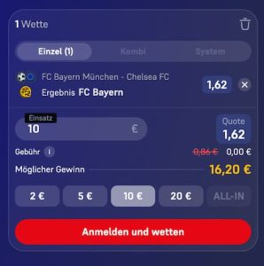 Platziere deine Bayern - Chelsea Wette bei Winamax