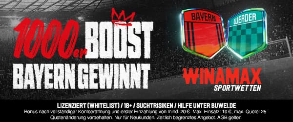 1000% bessere Quote bei Winamax auf Bayern besiegt Bremen