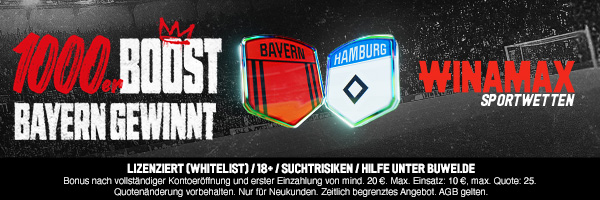1000% bessere Quote bei Winamax zu Bayern - HSV!