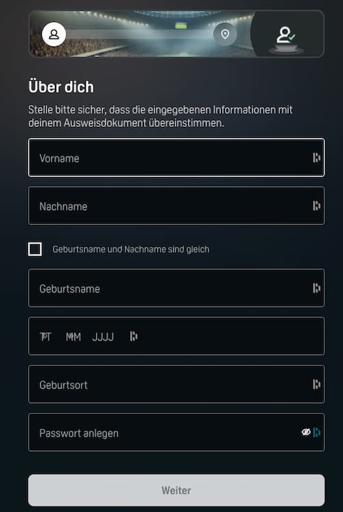 Registrierung bei DAZN Bet