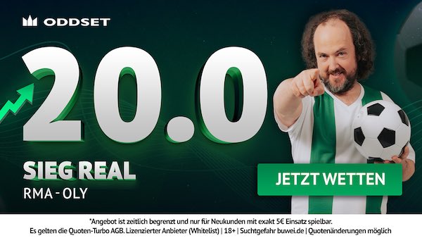 Quote 20 auf Real besiegt Marseille bei Oddset