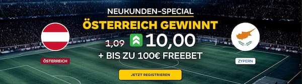 Merkur Bets mit 10er Quote auf einen Sieg Österreichs gegen Zypern