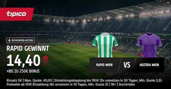 Rapid besiegt die Austria zu Quote 14.40 bei Tipico