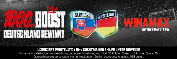1000% bessere Quote bei Winamax auf Deutschland besiegt die Slowakei