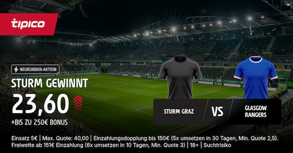 700% bessere Quote bei Tipico auf Sturm besiegt Rangers