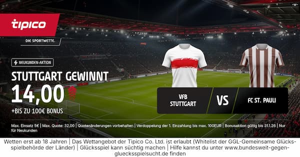 700% bessere Quote bei Tipico auf Stuttgart besiegt St. Pauli