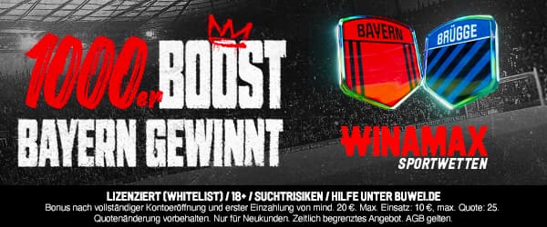 1.000% höhere Winamax Quote zu Bayern vs Brügge