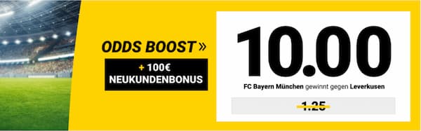 10er Quote bei Interwetten auf Bayern-Sieg gegen Leverkusen