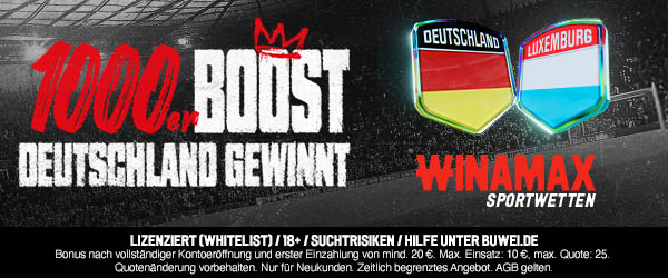 1000% Boost bei Winamax auf Deutschland besiegt Luxemburg