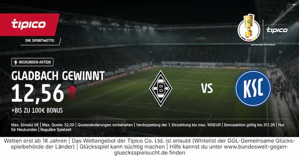 8-fache Tipico Quote auf Gladbach besiegt den KSC