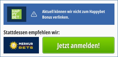 Leider können wir derzeit nicht zum Happybet Bonus linken