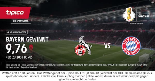 8-fache Tipico Quote auf Bayern besiegt Köln