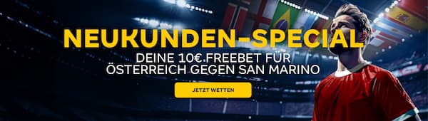 Sichere dir eine 10€ Freiwette bei Merkur Bets zur Partie Österreich - San Marino