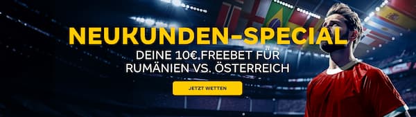 Sichere dir eine 10€ Freiwette bei Merkur Bets zu Rumänien - Österreich