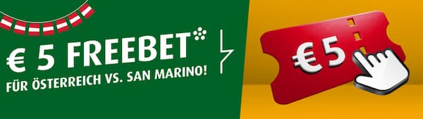 5€ Freiwette bei tipp3 zur Partie Österreich San Marino