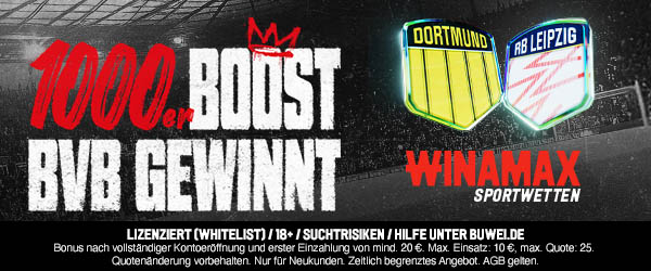 1000% bessere Quote bei Winamax auf BVB besiegt Leipzig