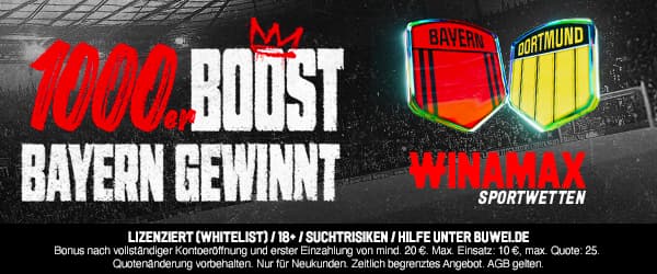 1000% bessere Quote bei Winamax zu Bayern vs. Dortmund