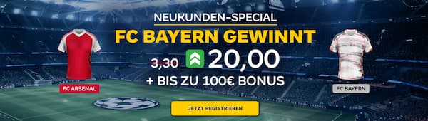 20er Quote bei Merkur Bets auf Bayern besiegt Arsenal
