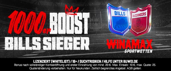 1000 % Winamax Boost zu Bills vs Buccaneers