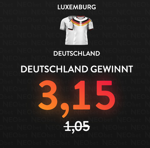 3-fache Neobet Quote auf Deutschland besiegt Luxemburg