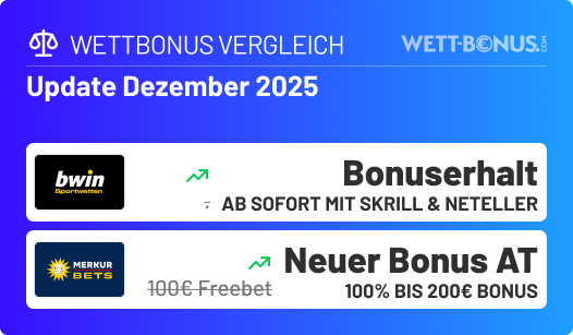 Das hat sich im November in unserem Wettbonus Vergleich getan