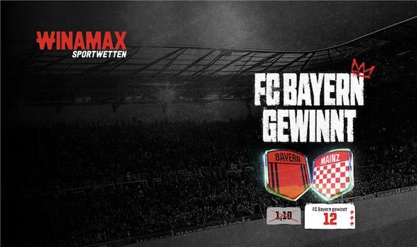 Bayern gewinnt mit Quote 12.0 gegen Mainz - nur bei Winamax