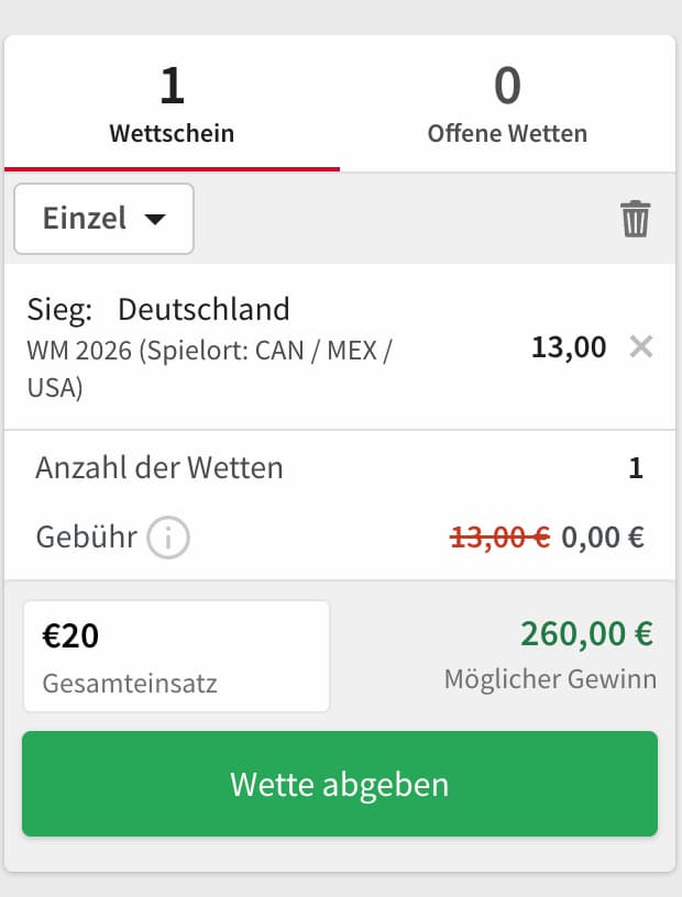 Platziere bei Tipico eine WM Deutschland Wette!
