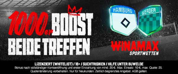 1000% Boost bei Winamax auf HSV vs. Bremen