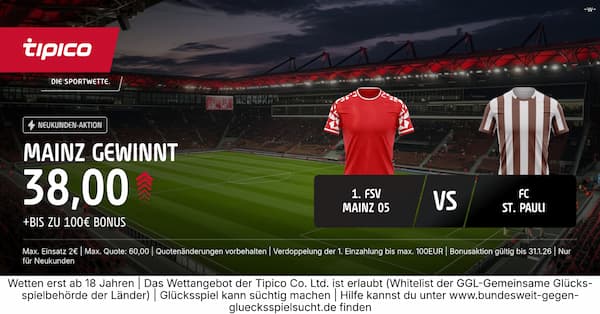38er Quote bei Tipico auf Mainz-Sieg gegen St. Pauli