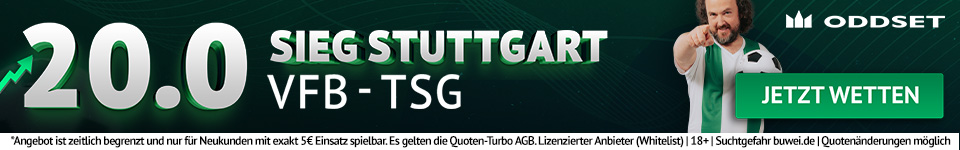 Quote 20 bei Oddset auf Stuttgart besiegt Hoffenheim