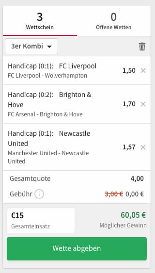 Tipico Handicap Wette der Woche KW 52