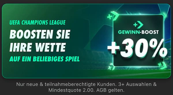 30 % mehr Gewinn bei bet365 zum 8. CL-Spieltag