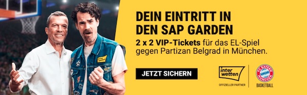 Bei Interwetten anmelden und 2x2 VIP-Tickets für Bayern vs. Partizan gewinnen!