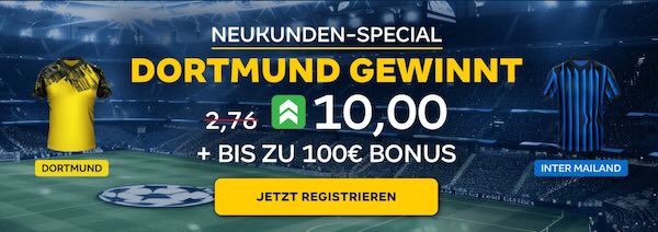Merkur Bets Quote 10.0 auf Dortmund besiegt Inter Mailand!
