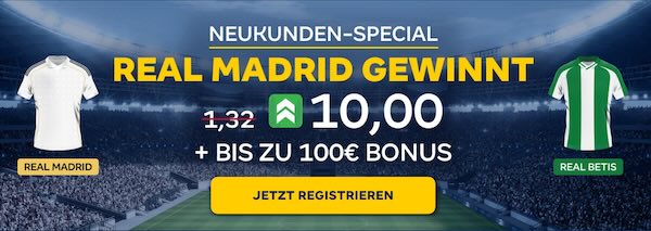 Merkur Bets Quote 10.0 auf Real Madrid besiegt Betis Sevilla!