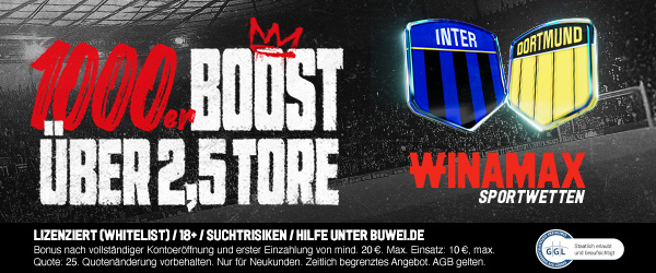 11-fache Winamax Quoten zu Dortmund - Inter Mailand!