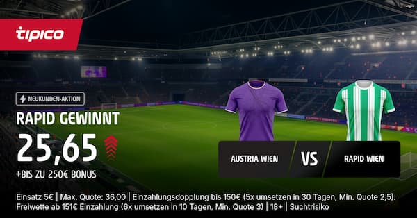 9-fache Tipico Quote auf Rapid besiegt Austria