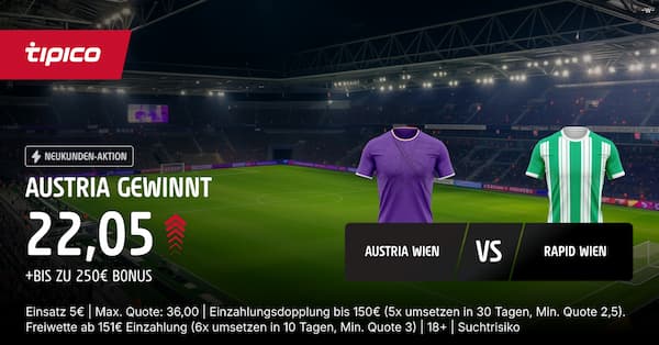 9-fache Quote bei Tipico auf Austria besiegt Rapid